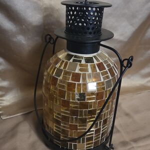 PartyLite Global Fusion Mosaic Candle Lantern Hurricane Retired Moroccan Style